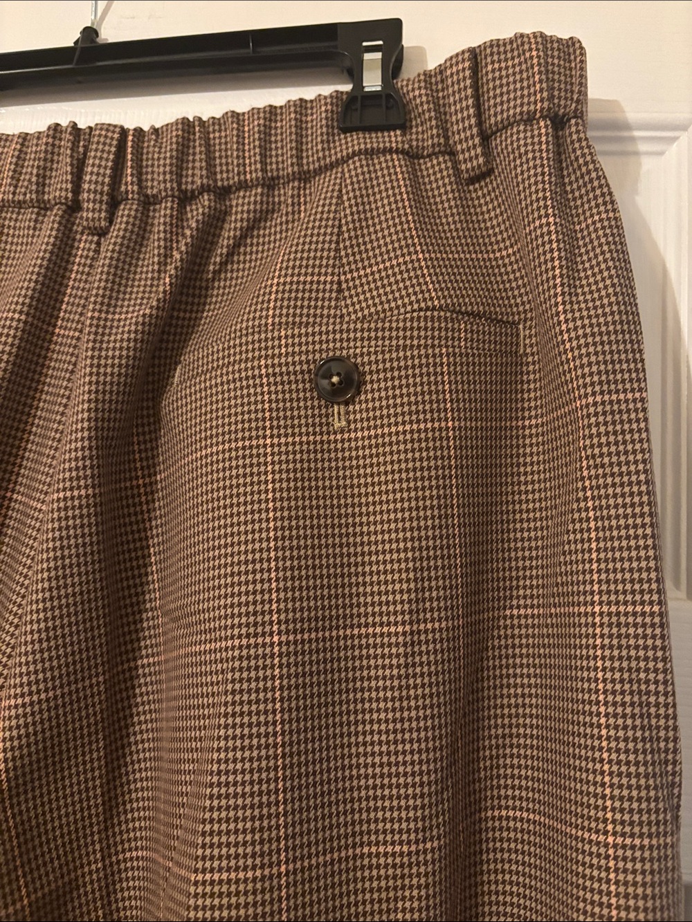 Maeve Avery Wide-Leg High-Rise Trousers Houndstooth Brown Pink Size XL NWT - Picture 8 of 10
